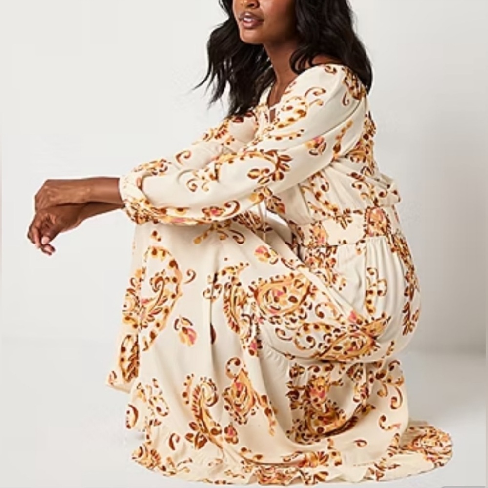 Ryegrass long sleeve paisley maxi dress